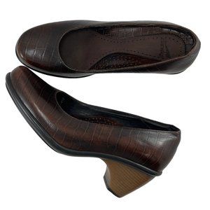 Dansko Remy Brown Leather Croc Heels Pumps Size EU 37 / US 6.5 - 7